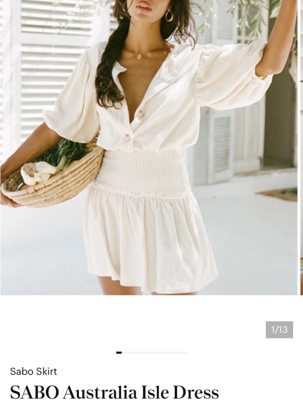 SABO Australia Isle Mini Dress in Cream